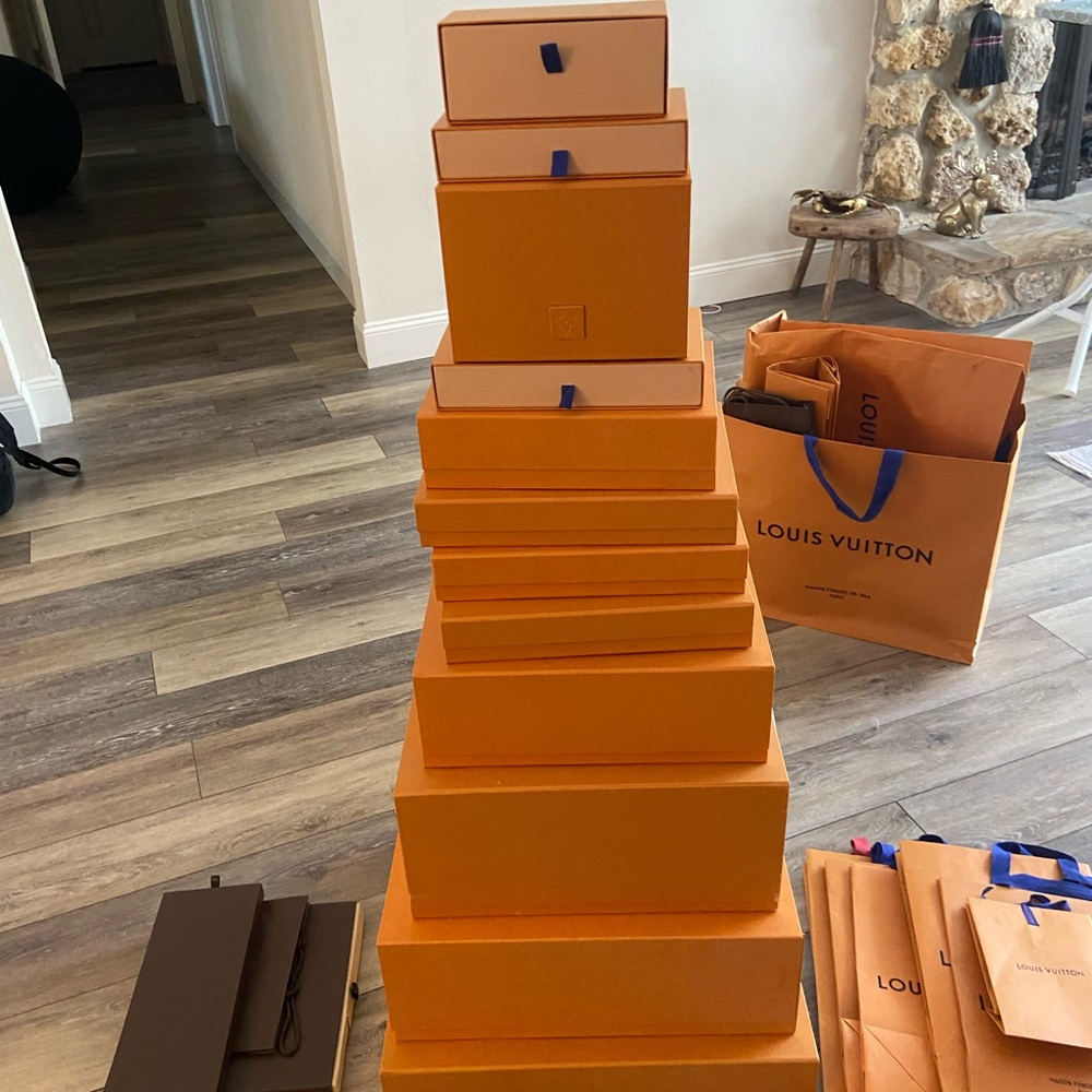 Louis Vuitton Orange and Blue Shopping Bags and Gift Boxes